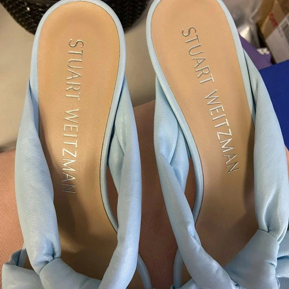 Stuart Weitzman | Blue Slip On Heels Square NIB 9 - Picture 8 of 10